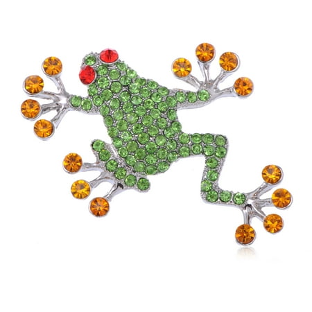 - Genuine Peridot Crystal Rhinestone Ruby Eyed Frog Fashion Jewelry Brooch Pin