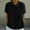 Black, variant on Women Linen Tops Summer Solid Collared Short Sleeve Shirt Casual Loose Tunic Tops Blouses