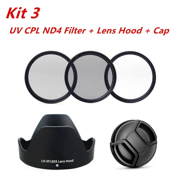 Filter UV CPL ND4 Bayonet Reversible Lens Hood Cap For Fujifilm XF 18-55mm F2.8-4 R LM OIS Lens on XT5 XT4 XT3 XS10 XT30 XH2 XH1