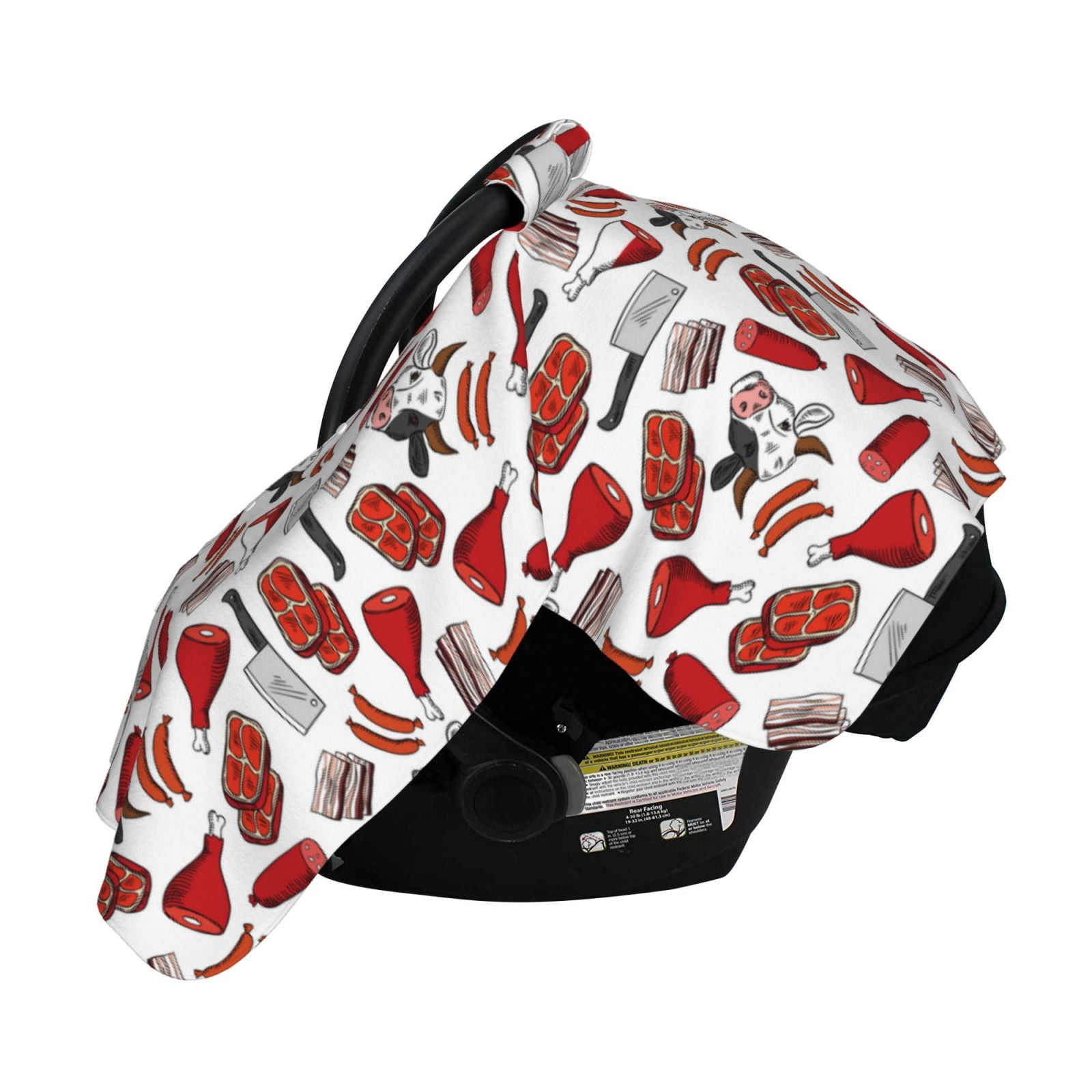 Naloa Red Food Baby Car Seat Cover, Breathable Baby Carrier Cover, Multiuse Baby Carrier Cover & Nursing Breastfeeding Cover