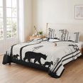 thumbnail image 2 of Twin Quilt Set 68''x86'', Forest Bear Family Lightweight Summer Bedspread Coverlet Set with 2 Pillow Shams, Trees Nature Tree Landscape Scene Breathable All Season Quilt Bedding for Dorm/Bedroom, 2 of 9