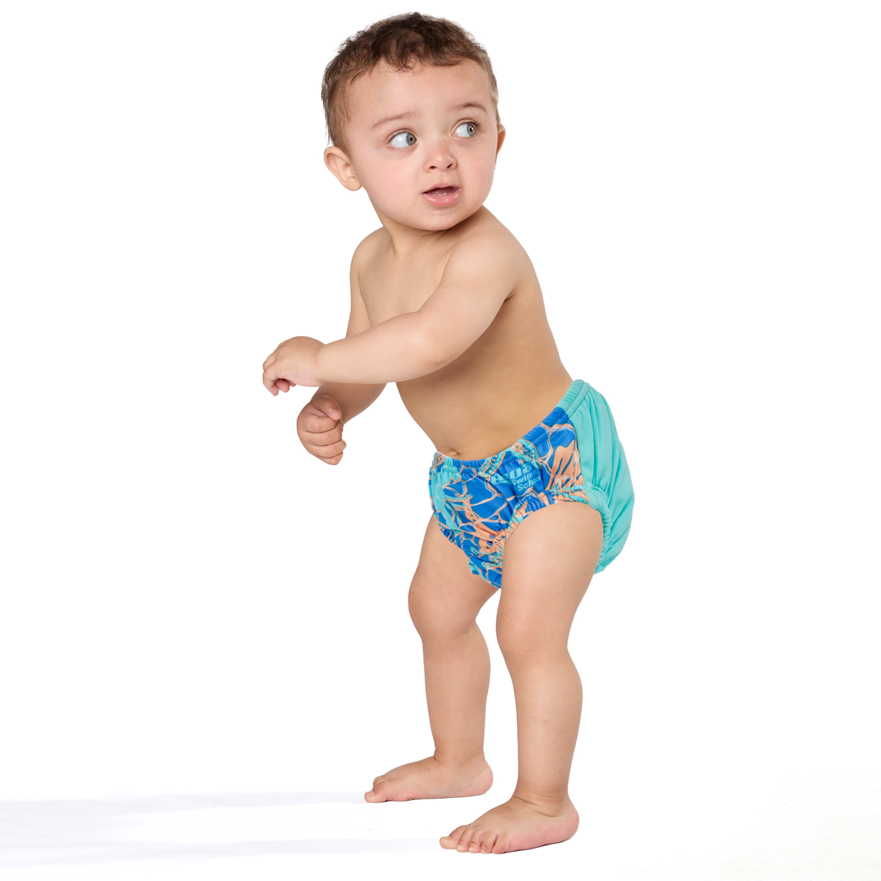 (2 pack) SwimSchool Reusable Polyester Swim Diaper for Infants, Size m, 6-18 Months, Unisex (16-22 lbs)