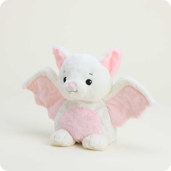 Warmies White Bat Stuffed Animal, Microwavable Heated Plushie and Weighted Soft Plush Toys