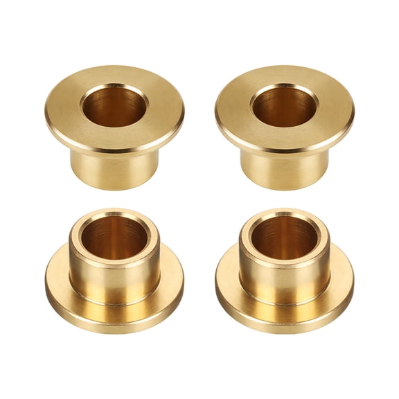 4 Pack Flange Sleeve Bearings, 10mm Bore x 14mm OD x 10mm Length, Self-Lubricating Sintered Bronze Bushings