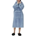 thumbnail image 2 of hirigin Women's Autumn Winter Flannel Bathrobe Solid Color Long Sleeve One-piece Hooded Sleepwear with Pocket, 2 of 4