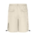 thumbnail image 5 of Shorts Men Cargo Shorts for Men Solid Colos Elastic Waist Straight-Leg Shorts Button Zipper Knee Length Cargo Pants With Multiple Pocket Straight Button Relaxed Fit Elastic Waist Pocket Work Shorts, 5 of 6