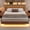 Walnut, variant on Einhomn Floating Bed Frame Twin Size with Storage Headboard, LED Lights and Charging Station, No Box Spring Needed