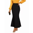 thumbnail image 3 of Women'S Black High Waist Bodycon Textured Mermaid Stretchy Long Skirt for Fall Winter XXL, 3 of 9
