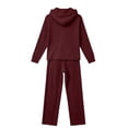 thumbnail image 5 of Cekizud Lounge Sets for Women Ribbed Knit Drawstring Hoodie Wide Leg Pants Casual Women 2 Piece Outfit, S-3XL, 5 of 5