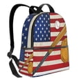 thumbnail image 2 of Lsque American Flag And Baseball Pattern Backpack – School Travel Canvas Daypack with Ergonomic Padded Straps, Multiple Compartments & Leather Handle, 2 of 5