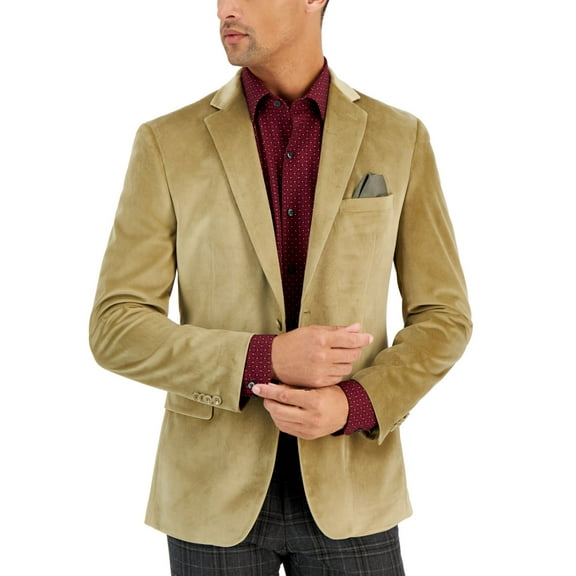 Alfani Men’s Slim-Fit Solid Velvet Sport Coats,Tan,42S