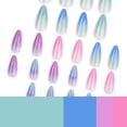 thumbnail image 2 of Gradient Color with Glitter Accents Press on Nails, Long Pointed Almond Glossy Translucent Artificial Nails, 24 Count, 2 of 7