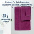 thumbnail image 2 of Casa Lino 8Pc Premium Bath Towel Set (2 Bath Towels, 4 Washcloths, 2 Hand Towels) - 100% Cotton, 400GSM & Ultra Absorbent (Prune), 2 of 7