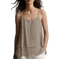 thumbnail image 3 of Frostluinai Débardeurs Fluides pour Femmes à Bretelles Spaghetti, Camisole de Superposition Décontractée d'Été Sans Manches à Col Ras du Cou, Chandails Grande Taille, Débardeur de Plage pour Vacances, 3 of 7
