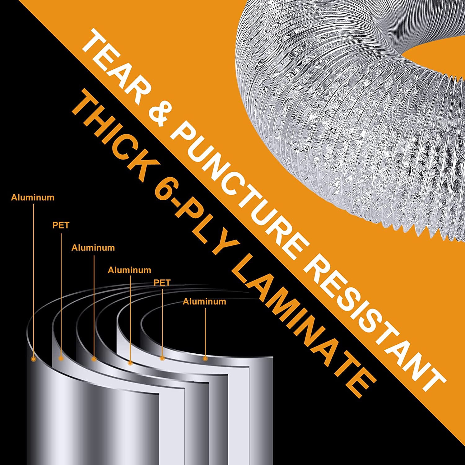 Heavy Duty Dryer Vent Duct Hose 4 inch 10 FT,Extra Thick Aluminum Foil Flexible Transition Duct Kit with Collars,Easy Installation