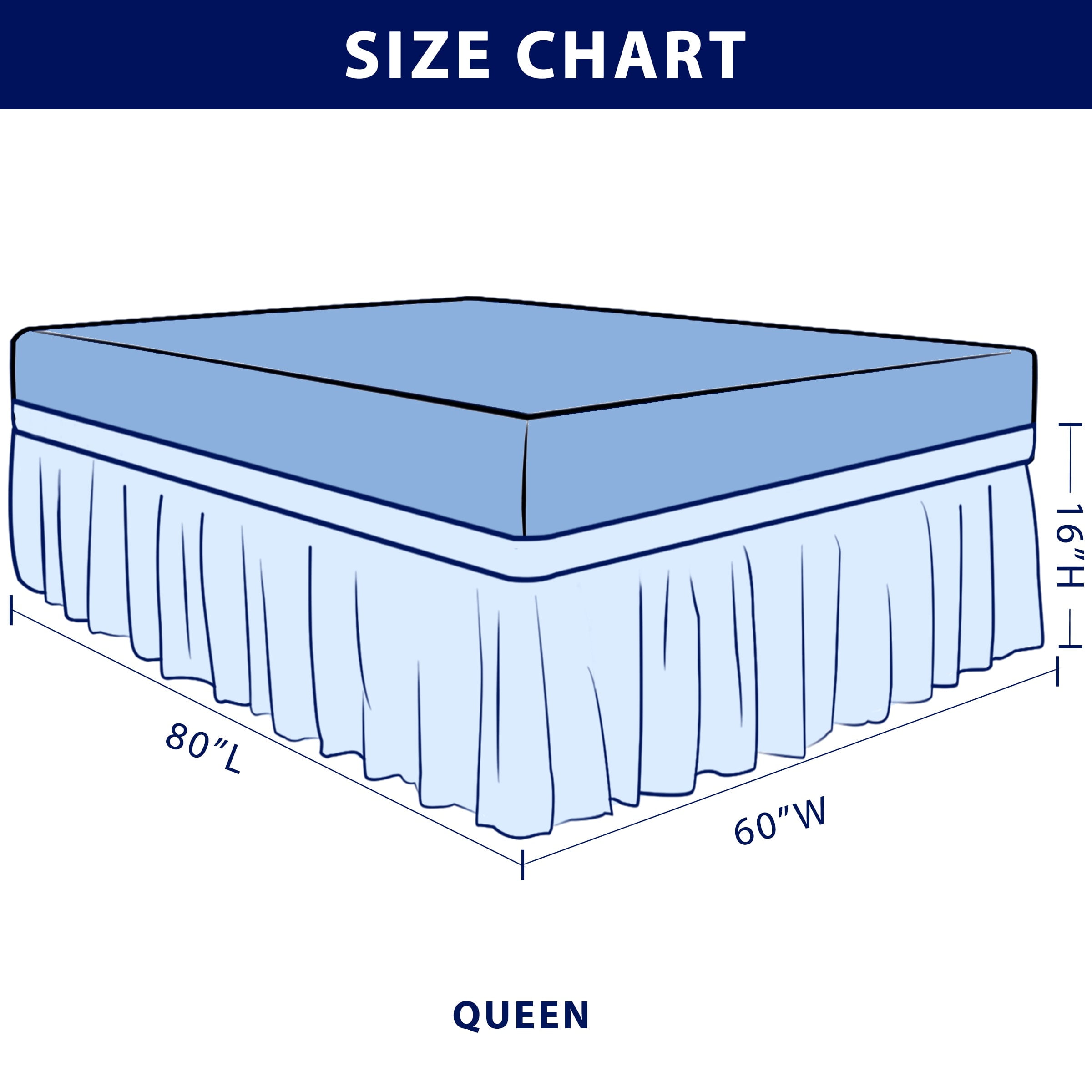 Subrtex Bed Skirt Wrap-Around Dust Ruffle Elastic 16 Inch Bed Cover, Queen, Light Gray
