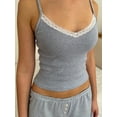 thumbnail image 2 of Women 2 Piece Pajama Set Striped Print Crop Camisole and Elastic Shorts for Loungewear Soft Sleepwear for Nightwear, 2 of 6