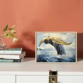 thumbnail image 3 of Nawypu  Framed Canvas Print Wall Art Whale Tail Splashes in Teal Ocean Water Animals Seascape Modern Art Nautical Landscape Relax/Calm for Living Room, Bathroom,Bedroom, Office, 3 of 4