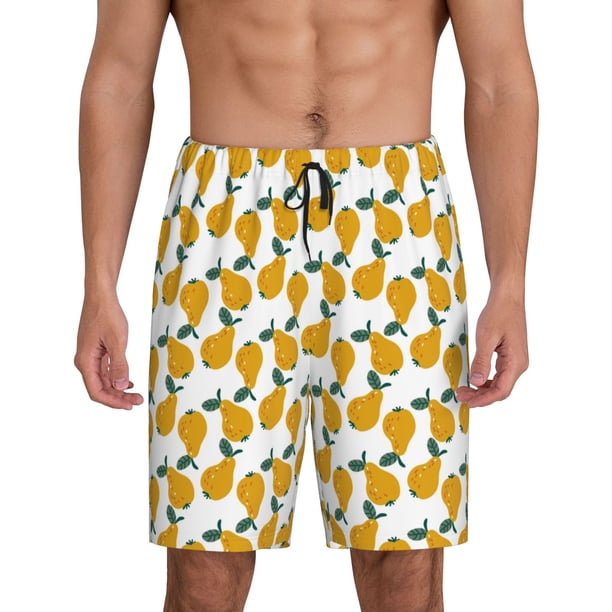 Fotbe Yellow Pears Pantalones Cortos de Pijama para Hombre, Ropa de Dormir, Pantalones de Pijama Cortos para Hombre-XX-Large