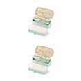 thumbnail image 1 of Bearachild Estuche para lápices de doble capa Estuche para lápices de gran capacidad Titular de la bolsa Caja con cierre de cremallera de lino y Verde claro 2piezas, 1 of 6
