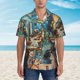 thumbnail image 2 of Balery Whimsical Cats Night Cafe Camisas hawaianas de manga corta para hombre, camisas playeras de corte holgado, camisas de vacaciones con botones,Medium, 2 of 7