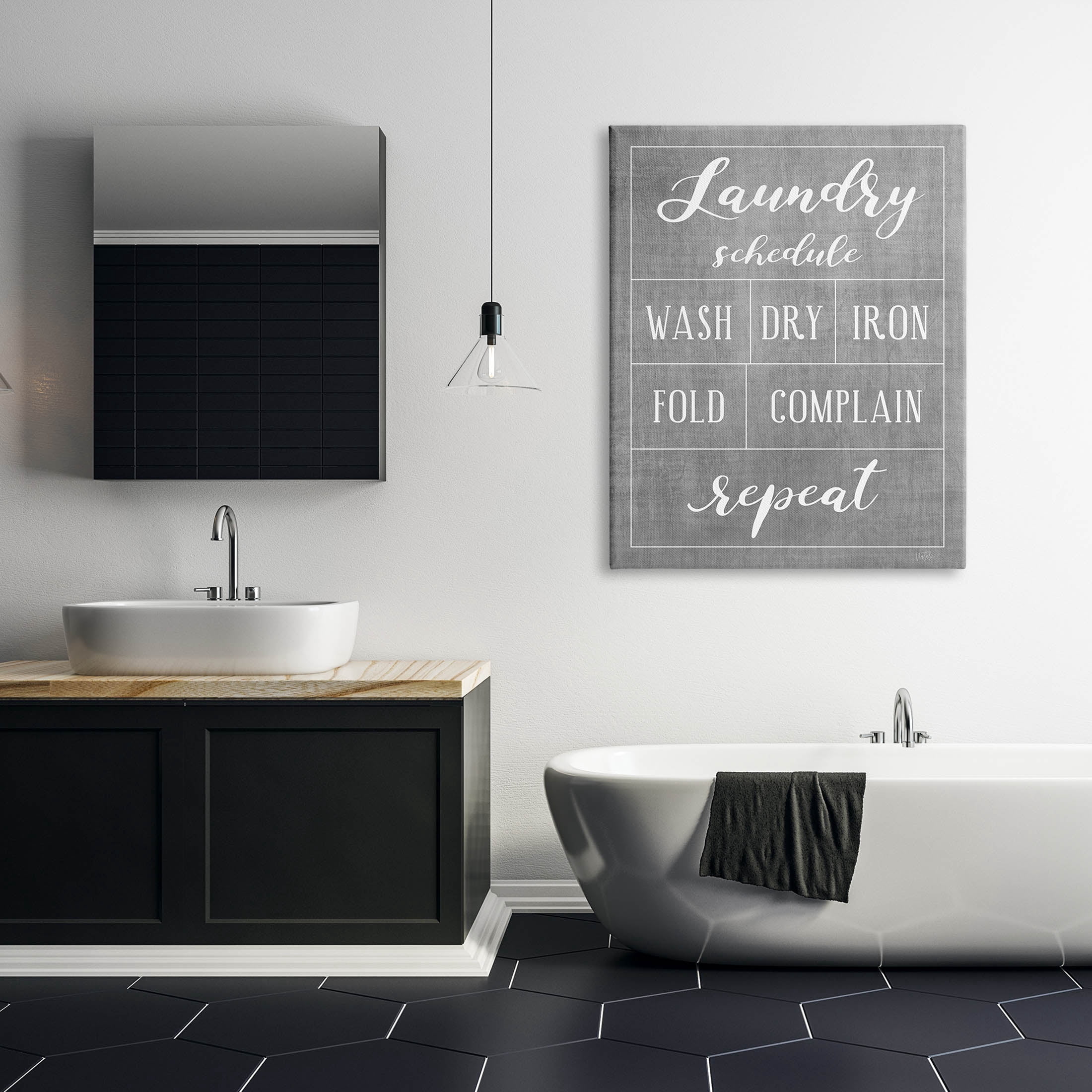 Laundry Schedule Humor Sign Typography Graphic Art Gallery Wrapped Canvas Print Wall Art