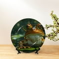 thumbnail image 6 of Wukai Intellectual Frog Pond Print Decorative Plate for Display,Bone China Decorative Plate, Ceramic Dinner Plate with Stand, Vertical Ceramic Plate-10in, 6 of 6