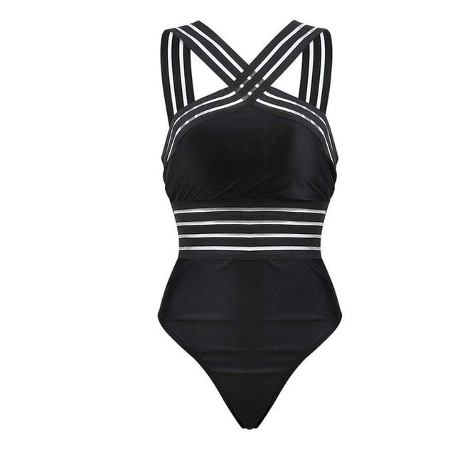 Women Plus Size One Piece Swimsuit Cross Shoulder Straps Triangle Bikini Bathing Suits Monokini Beachwear