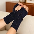 thumbnail image 2 of GDREDA Cozy Solid Knit Fingerless Mittens For Everyday Wear Thermal Textured Hand Soft Wrist Winter Season Accessory Dark Blue,One Size, 2 of 3