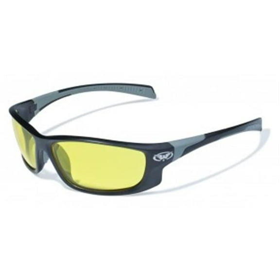 Global Vision Hercules 5 Black Motorcycle & Safety Glasses ANSI Z87.1 Scratch-Resistant Yellow Lens