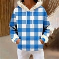 thumbnail image 5 of successthop Hoodie for Women Pullover with Pockets Long Sleeve Drawstring Top Plus Size Fleece Neck Checkered Streetwear, 5 of 6