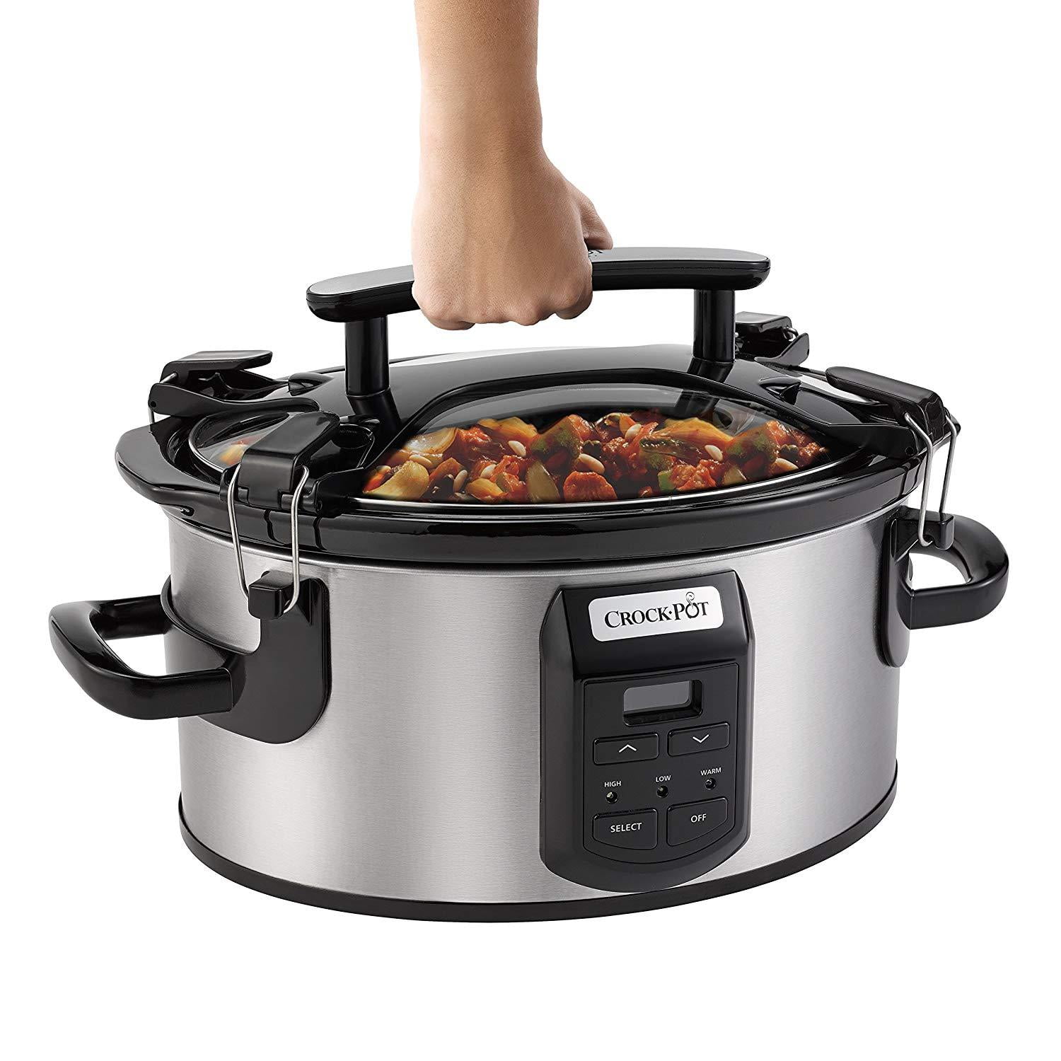 Crockpot SCCPVS600ECP-S Crock-Pot Cook and Carry Portable Slow Cooker with  Digital Control, 6 Quart, Silver 