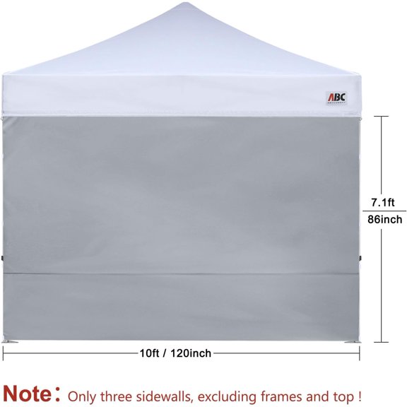 Canopy SunWall 10x10 FT, 3 Pack Sidewall Only, Gray