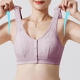 thumbnail image 5 of Feancey Plus Size Everyday Bras for Women Button Front Closure Bra Wide Strap Breathable Wireless Brassieres Full Coverage Casual Support Lift Up Bralettes Purple XXL, 5 of 6