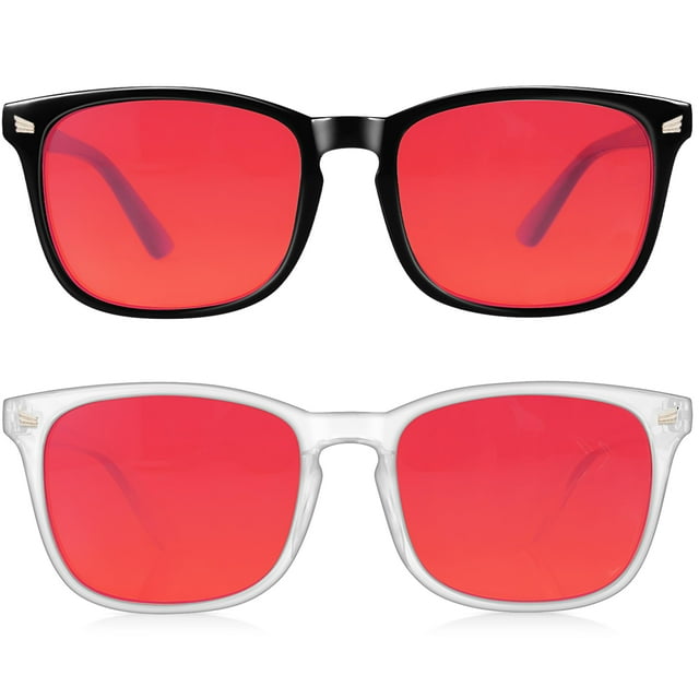 Paquete de 2 Gafas Vbewo Antiluz Azul con Lentes Rojas