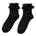 thumbnail image 2 of Nooxsoe Lace Ruffle Frilly Socks for Women - Lace Ankle Socks with Bow Big Ruffle Ankle Socks Women-lace Frilly Cute Socks-soft Sock Black One Size, 2 of 7