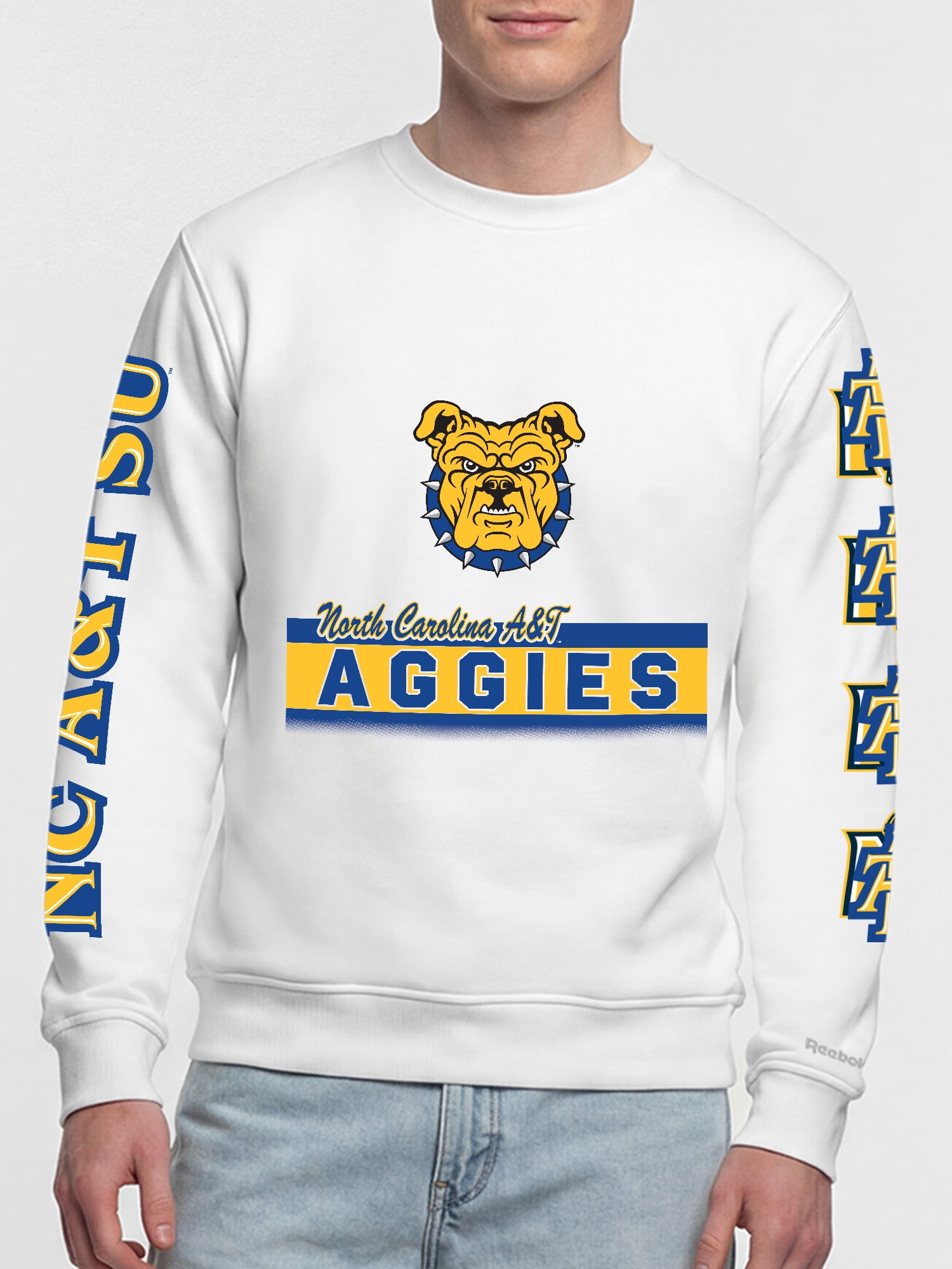 North Carolina A&T Aggies Reebok Mens White Crew Sweatshirt