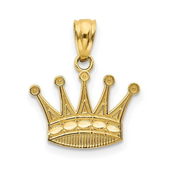 Auriga Fine Jewelry 14K Yellow Gold Crown Pendant for Women (L - 15mm, W - 15mm)
