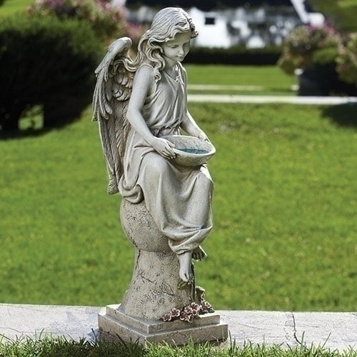 Roman 21 Solar Angel Seating On Pedestal Bird Bath Garden Statue Com - Bird Bath Garden Ornaments Roman 21 Solar Angel Seating On Pedestal Bird Bath Garden Statue Com - Bird Bath Garden Ornaments