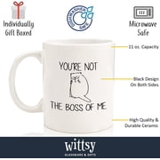 Not The Boss Of Me Funny Cat Mug - Best Christmas Cat Lover Gifts for Women, Men, Mom, Dad - Unique Cat Themed Xmas or Birthday Present Idea - Fun Novelty Coffee Cup for Her, Him, Husband, Wife, Lady