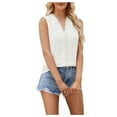 thumbnail image 2 of Meichang Eyelet Tank Tops for Women V Neck Sleeveless Lace Tank Tops Solid Loose Fit Shirts Dressy Business Casual Work Tops Going Out Tank Tops White XL, 2 of 6