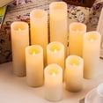 thumbnail image 5 of Velas sin llama que funcionan con pilas, velas parpadeantes, LED impermeables para exteriores con mando a distancia y temporizador, marfil, juego de 9, 5 of 5