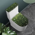 thumbnail image 3 of HELLHERO Universal Toilet Top Cover Set Fits All Toilet Shapes Adjustable Dustproof Toilet Cover Set Elastic Bottom Hotel Stays in Place 17"x21" Green Pattern, 3 of 5