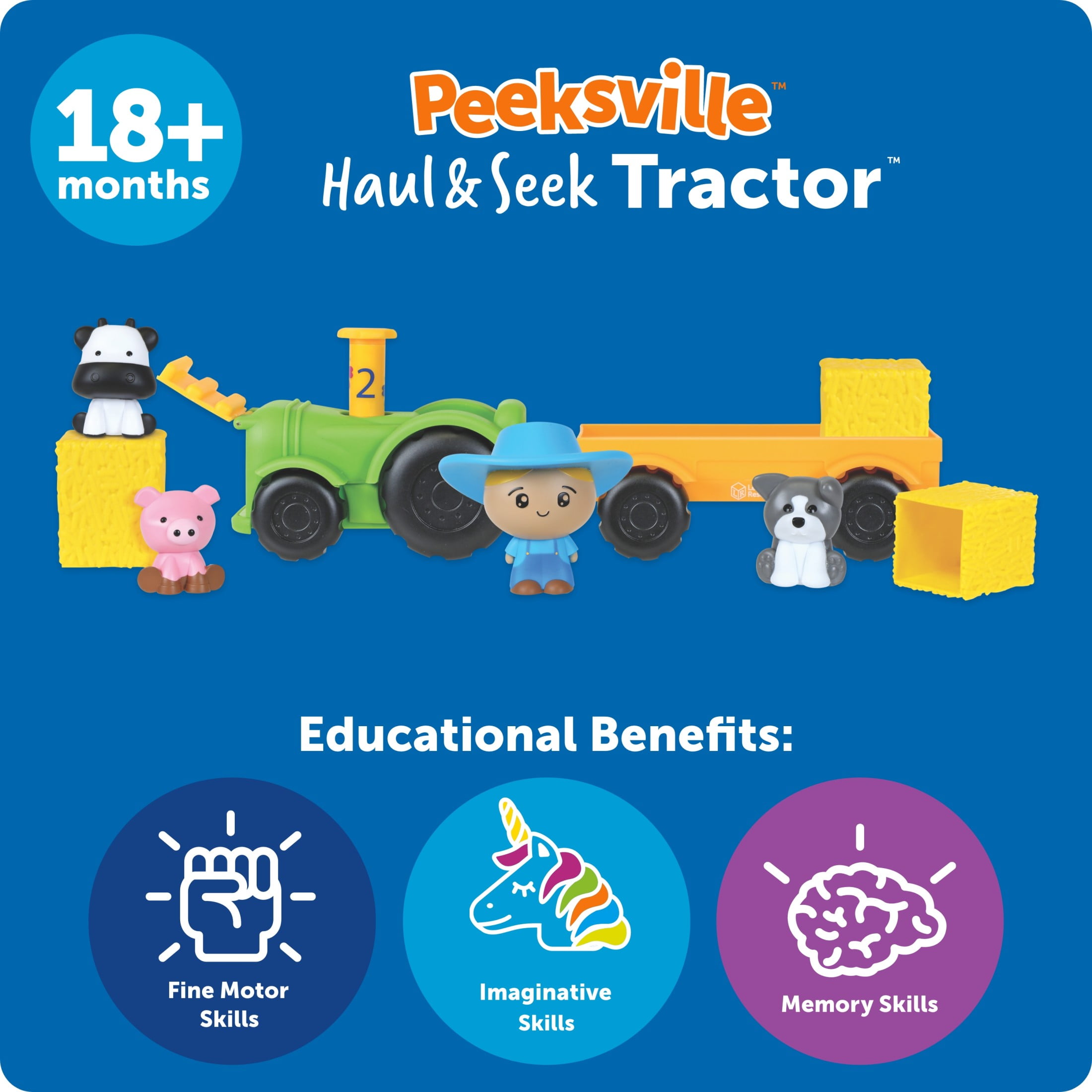 Learning Resources Peeksville Haul & Seek Tractor, Tractor Toys, Farm Toys, Ages 18 Months +