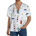 thumbnail image 3 of Naloa Nautical Lighthouse Sailboat Men's Loose Fit Cuban Collar Short-Sleeve Shirt with Button-down and Chest Pocket for Everyday Wear Outings - 3X-Large, 3 of 7