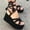 Black, variant on KBODIU Women's Wedge Sandals Flat Bottom Slope Heel Wrap And Crossed Hemp Rope Sandals Black 39
