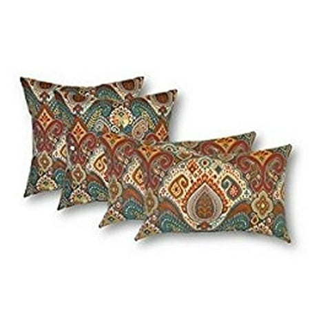Resort Spa Home Set Of 4 Indoor Outdoor Pillows 20 Square Throw Resort Spa Home Set Of 4 Indoor Outdoor Pillows 20 Square Throw 2 Rectangle Lumbar Bohemian Retro Paisley Teal Orange Red