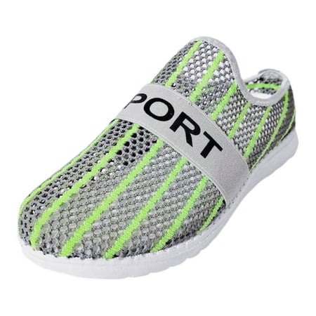 OJSFQUFP Womens Slip on Sneakers Women s Slip On Travel Soft Sole Hollow Out Comfortable Shoes Outdoor Letter Prints Mesh Runing Fashion Sports Shoes Women Loafers Shoes for Work Green 42