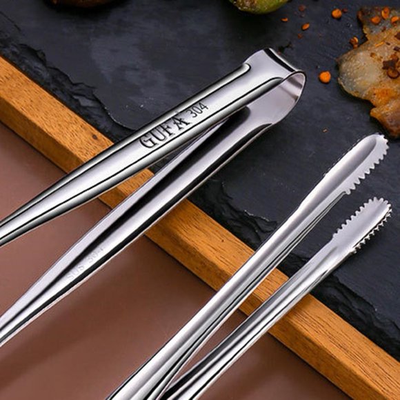 Grill Tongs Food Clips Stainless Steel BBQ Steak Clips Bread Tong Cooking Utensils Party Non-Slip Kitchen Cooking Gadgets 