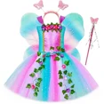 thumbnail image 3 of Vestido de hada con tutú y purpurina para niñas, disfraz de hada de las flores y la hiedra del bosque para fiesta de cumpleaños de niñas, vestidos de princesa, vestido de baile, 3 of 5